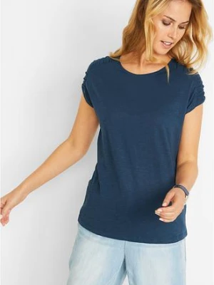 T-shirt boxy, krótki rękaw BonPrix niebieski