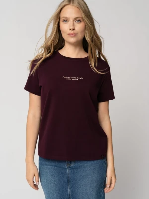 T-shirt boxy T-ENJOY Volcano Burgundowy