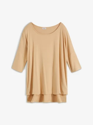 T-shirt boxy z miękkiego materiału z wiskozą BonPrix beżowy