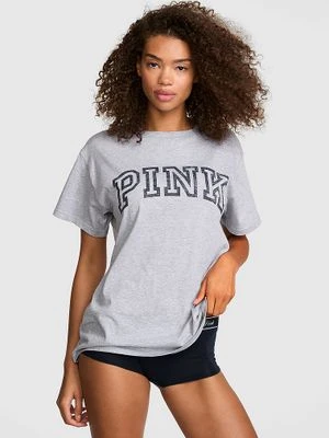 T-shirt Campus Cotton PINK Victoria's Secret Szary