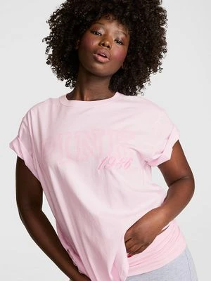 T-shirt Campus Cotton Victoria's Secret Różowy