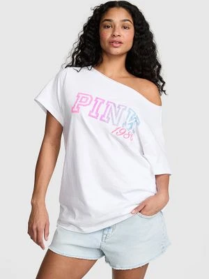 T-shirt Campus Cotton z odkrytymi ramionami Victoria's Secret
