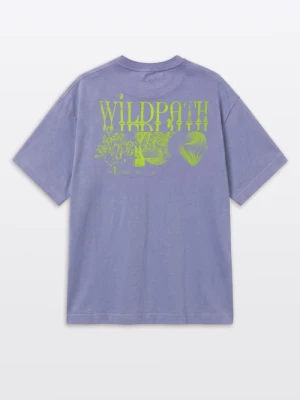T-shirt chłopięcy loose, z grafiką z tyłu, fioletowy Reporter