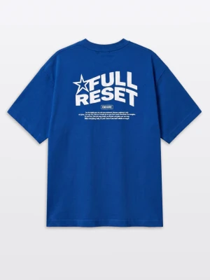 T-shirt chłopięcy loose, z grafiką z tyłu, niebieski Reporter