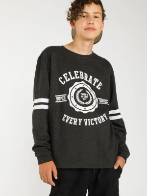 T-shirt chłopięcy melanżowy z długim rękawem z nadrukiem Reporter
