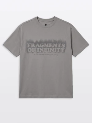T-shirt chłopięcy regular, z grafiką z przodu, ciemnobeżowy Reporter