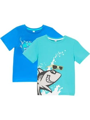 T-shirt chłopięcy z bawełny organicznej (2 szt.) BonPrix niebieski