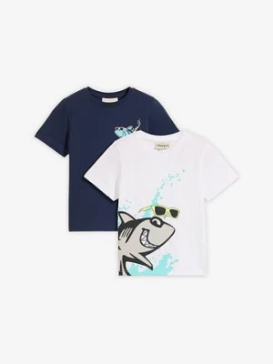 T-shirt chłopięcy z bawełny organicznej (2 szt.) BonPrix niebieski