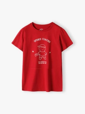 T-shirt chłopięcy z napisem "Spoko ciacho ale zazwyczaj mu się nie chce" bordowy Family Concept by 5.10.15.