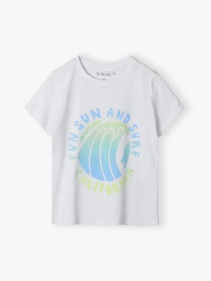 T-shirt chłopięcy z wakacyjnymi nadrukami Fun Sun and Surf - 5.10.15.