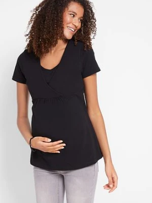 Zdjęcie produktu T-shirt ciążowy i do karmienia, 2 w 1 (2 szt.) BonPrix czarny