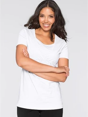 T-shirt ciążowy i do karmienia, 2 w 1 (2 szt.) BonPrix biały