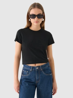 T-shirt crop top gładki damski Outhorn - czarny