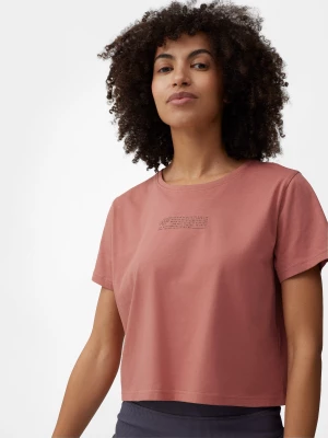 T-shirt crop top z nadrukiem damski 4F