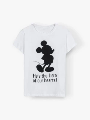 T-shirt damski bawełniany Mickey - biały