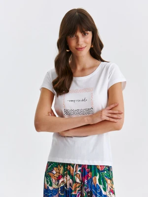 T-shirt damski biały - DPO0429BI t-shirt krótki rękaw - DRYWASH - Odzieżowy sklep internetowy TOP SECRET