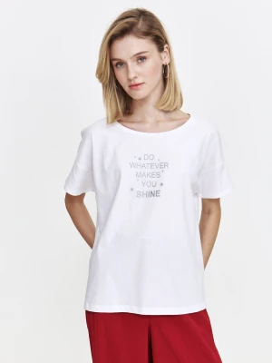 T-shirt damski biały o luźnym fasonie Top Secret