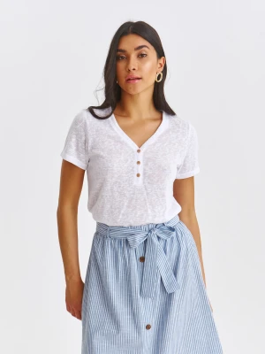 T-shirt damski biały - SBK2969BI t-shirt krótki rękaw - TOP SECRET - Odzieżowy sklep internetowy TOP SECRET