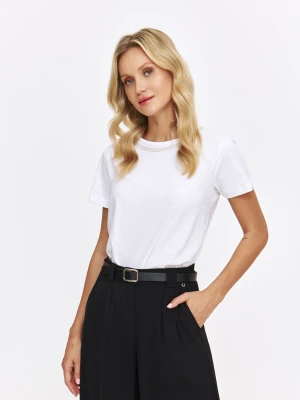 T-shirt damski biały - SBK2991BI t-shirt krótki rękaw - TOP SECRET - Odzieżowy sklep internetowy TOP SECRET