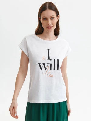 T-shirt damski biały - SPO5637BI t-shirt krótki rękaw - TOP SECRET - Odzieżowy sklep internetowy TOP SECRET