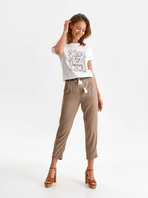 T-shirt damski biały - SPO5695BI t-shirt krótki rękaw - TOP SECRET - Odzieżowy sklep internetowy TOP SECRET