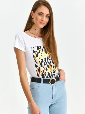 T-shirt damski biały - SPO6023BI t-shirt krótki rękaw - TOP SECRET - Odzieżowy sklep internetowy TOP SECRET