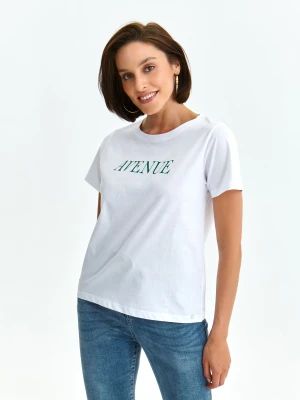 T-shirt damski biały - SPO6038BI t-shirt krótki rękaw - TOP SECRET - Odzieżowy sklep internetowy TOP SECRET