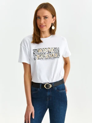 T-shirt damski biały - SPO6049BI t-shirt krótki rękaw - TOP SECRET - Odzieżowy sklep internetowy TOP SECRET