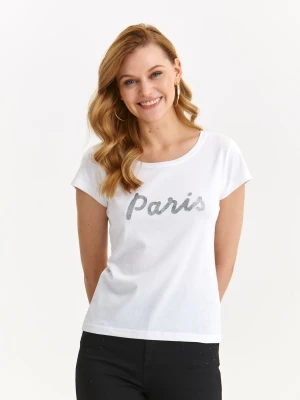 T-shirt damski biały - SPO6091BI t-shirt krótki rękaw - TOP SECRET - Odzieżowy sklep internetowy TOP SECRET