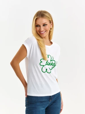T-shirt damski biały - SPO6101BI t-shirt krótki rękaw - TOP SECRET - Odzieżowy sklep internetowy TOP SECRET