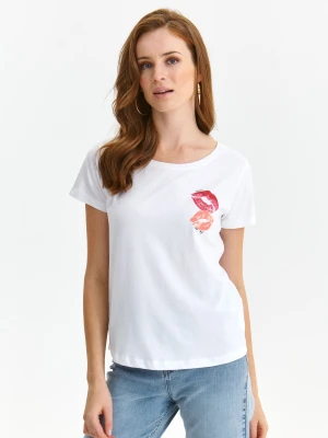 T-shirt damski biały - SPO6103BI t-shirt krótki rękaw - TOP SECRET - Odzieżowy sklep internetowy TOP SECRET