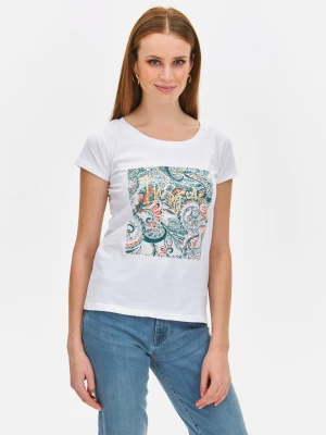 T-shirt damski biały - SPO6110BI t-shirt krótki rękaw - TOP SECRET - Odzieżowy sklep internetowy TOP SECRET