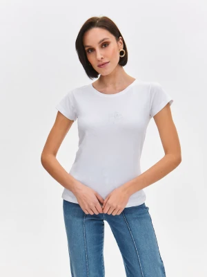 T-shirt damski biały - SPO6115BI t-shirt krótki rękaw - TOP SECRET - Odzieżowy sklep internetowy TOP SECRET