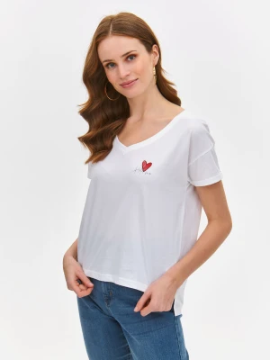 T-shirt damski biały - SPO6118BI t-shirt krótki rękaw - TOP SECRET - Odzieżowy sklep internetowy TOP SECRET