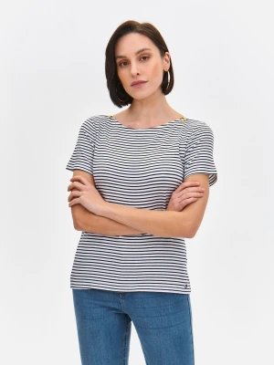 T-shirt damski biały - SPO6122BI t-shirt krótki rękaw - TOP SECRET - Odzieżowy sklep internetowy TOP SECRET