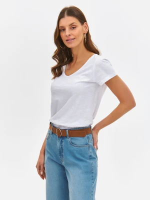 T-shirt damski biały - SPO6127BI t-shirt krótki rękaw - TOP SECRET - Odzieżowy sklep internetowy TOP SECRET