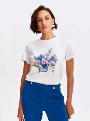 T-shirt damski biały - SPO6146BI t-shirt krótki rękaw - TOP SECRET - Odzieżowy sklep internetowy TOP SECRET