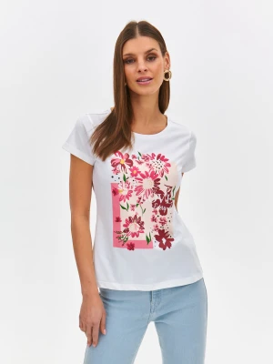 Zdjęcie produktu T-shirt damski biały - SPO6149BI t-shirt krótki rękaw - TOP SECRET - Odzieżowy sklep internetowy TOP SECRET