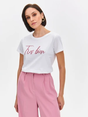 T-shirt damski biały - SPO6152BI t-shirt krótki rękaw - TOP SECRET - Odzieżowy sklep internetowy TOP SECRET
