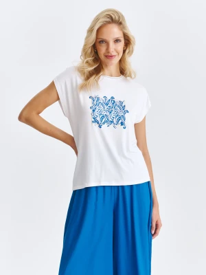 T-shirt damski biały - SPO6164BI t-shirt krótki rękaw - TOP SECRET - Odzieżowy sklep internetowy TOP SECRET