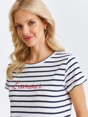 T-shirt damski biały - SPO6167BI t-shirt krótki rękaw - TOP SECRET - Odzieżowy sklep internetowy TOP SECRET