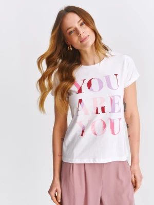 Zdjęcie produktu T-shirt damski biały - SPO6183BI t-shirt krótki rękaw - TOP SECRET - Odzieżowy sklep internetowy TOP SECRET