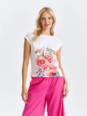 T-shirt damski biały - SPO6194BI t-shirt krótki rękaw - TOP SECRET - Odzieżowy sklep internetowy TOP SECRET