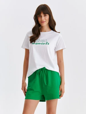 T-shirt damski biały - SPO6205BI t-shirt krótki rękaw - TOP SECRET - Odzieżowy sklep internetowy TOP SECRET