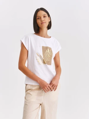 T-shirt damski biały - SPO6222BI t-shirt krótki rękaw - TOP SECRET - Odzieżowy sklep internetowy TOP SECRET