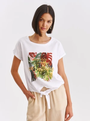 T-shirt damski biały - SPO6229BI t-shirt krótki rękaw - TOP SECRET - Odzieżowy sklep internetowy TOP SECRET
