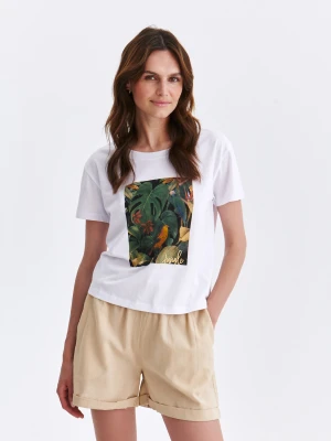 T-shirt damski biały - SPO6234BI t-shirt krótki rękaw - TOP SECRET - Odzieżowy sklep internetowy TOP SECRET