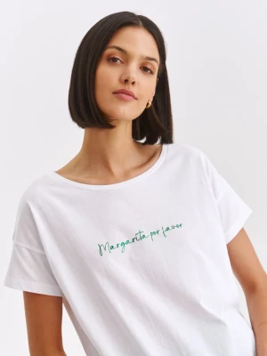 T-shirt damski biały - SPO6239BI t-shirt krótki rękaw - TOP SECRET - Odzieżowy sklep internetowy TOP SECRET