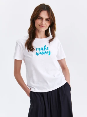 T-shirt damski biały - SPO6243BI t-shirt krótki rękaw - TOP SECRET - Odzieżowy sklep internetowy TOP SECRET