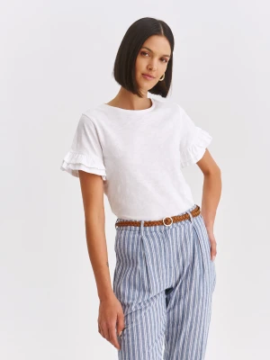 T-shirt damski biały - SPO6248BI t-shirt krótki rękaw - TOP SECRET - Odzieżowy sklep internetowy TOP SECRET